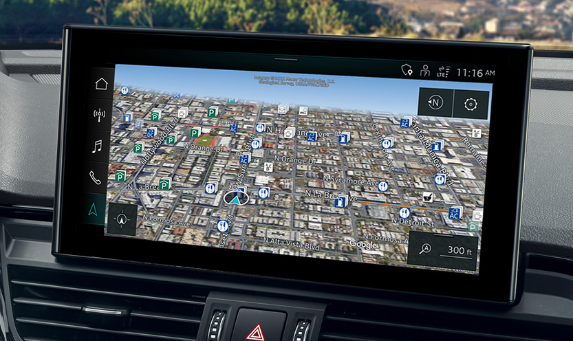 Audi MMI displaying an interactive map.