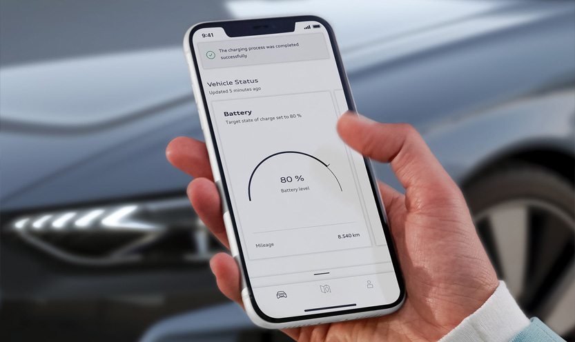 View of the remote charging screen in the Audi Connect App.